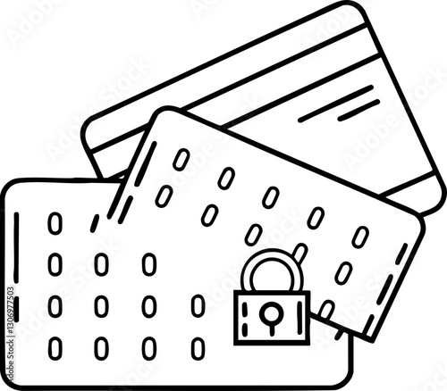 Illustration of credit cards with a padlock symbolizing security and protection.