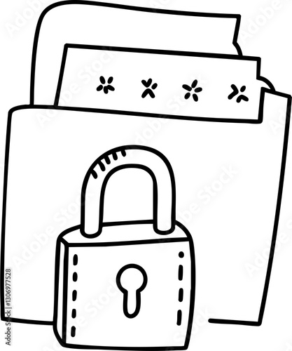 Illustration of a locked folder with hidden contents for security representation.