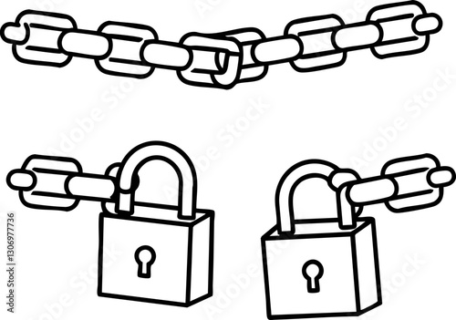 Illustration of a chain and padlocks symbolizing security and protection.