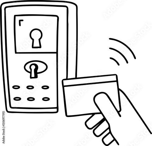 Digital lock with a card being used for access.