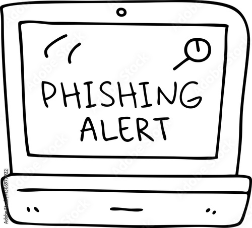 Phishing alert displayed on a laptop screen, warning against online scams. photo
