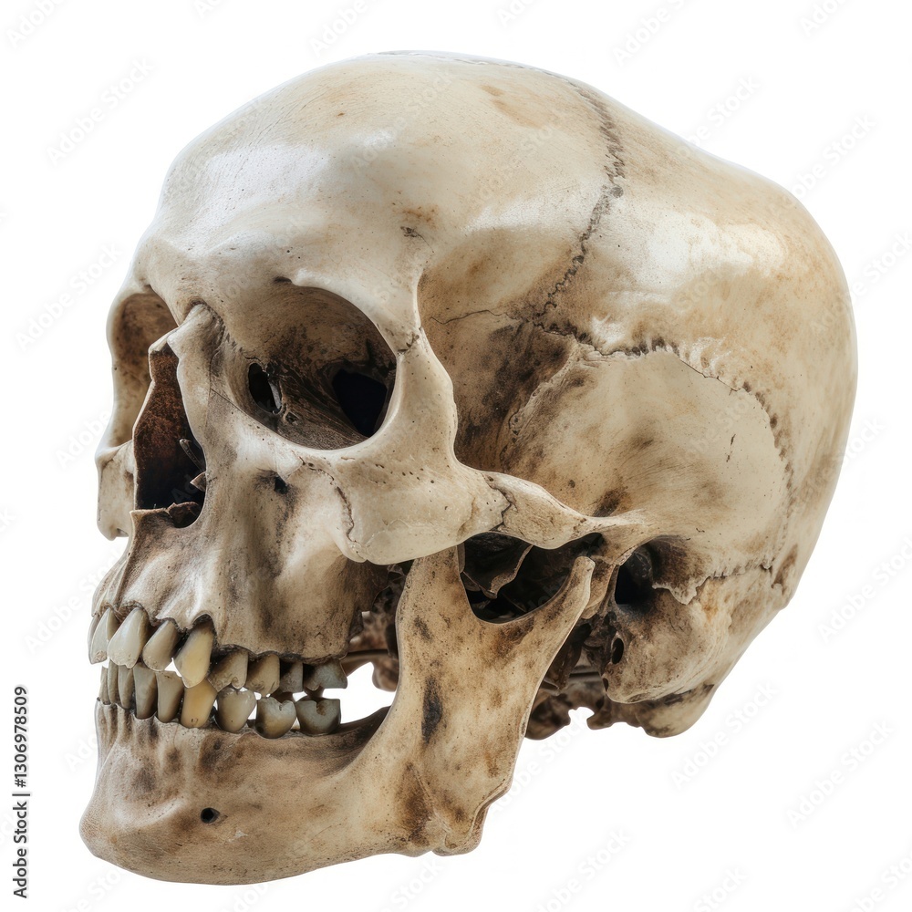 Fototapeta premium Skull white background anthropology sculpture.