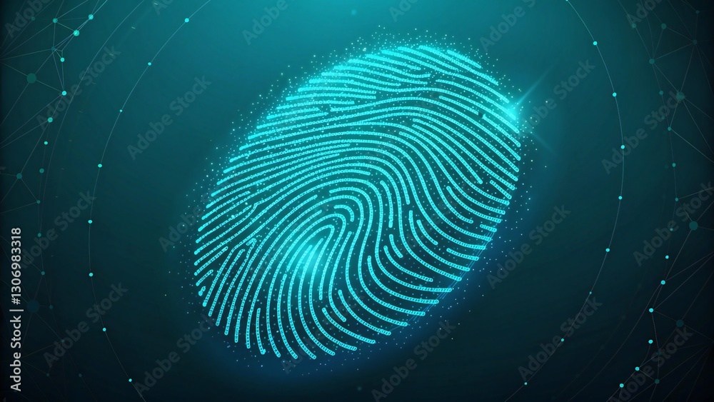 Futuristic Digital Fingerprint with Glowing Binary Code for Cybersecurity and Biometric Authentication Futuristic Digital Fingerprint with Glowing Binary Code for Cybersecurity and Biometric Authentication