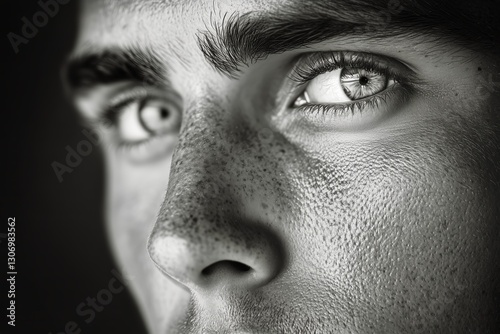 Close-up Portrait of a Person With Striking Eyes and Freckles in Artistic Mon...