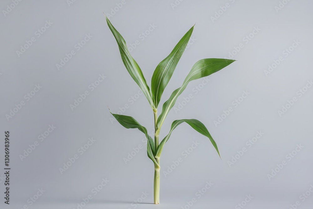 Fototapeta premium A stalk of green leaves growing from a plant stem