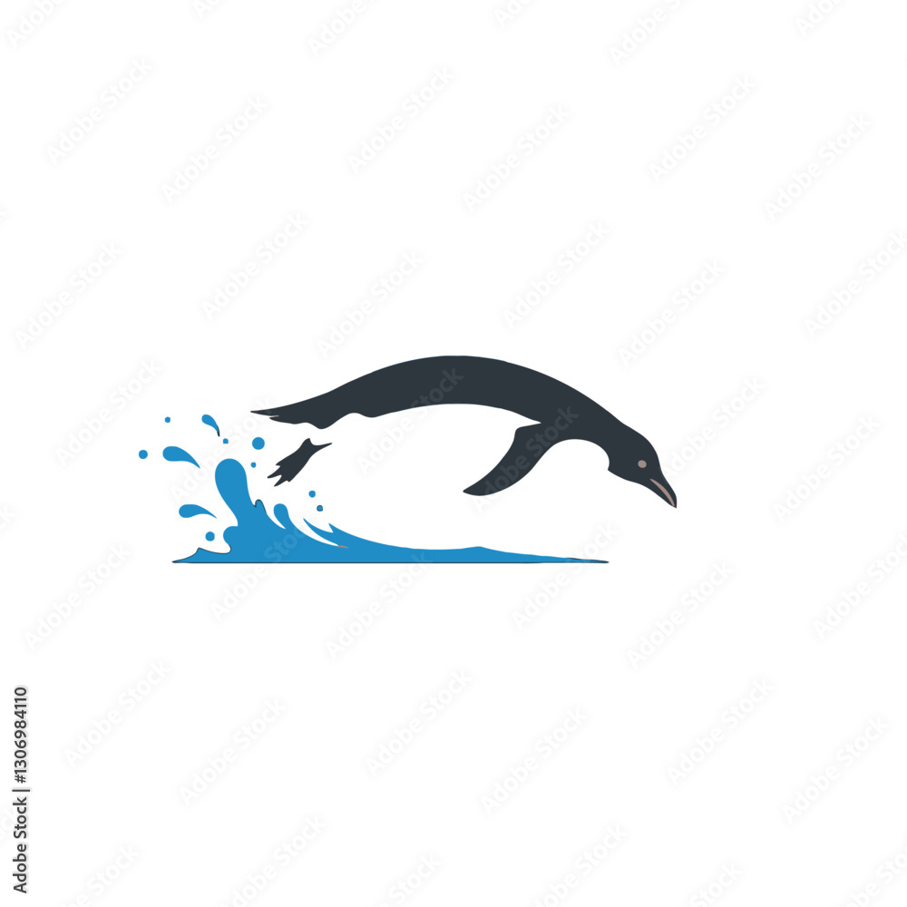 Obraz premium Jumping Penguin Illustration