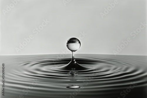 Water Droplet Creates Ripples in Still Liquid During an Abstract Moment