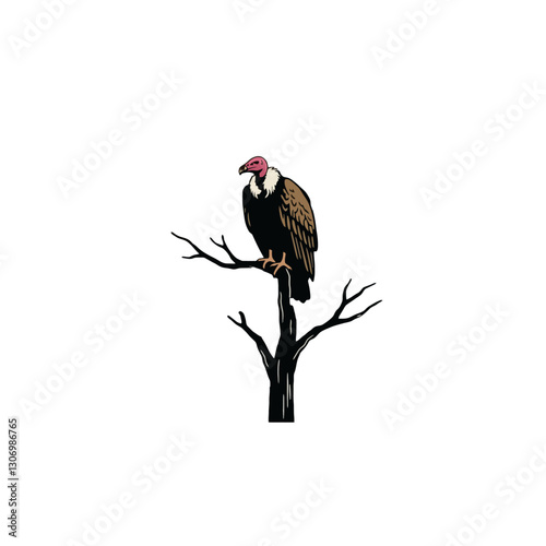 Vulture Sitting on Branch Logo