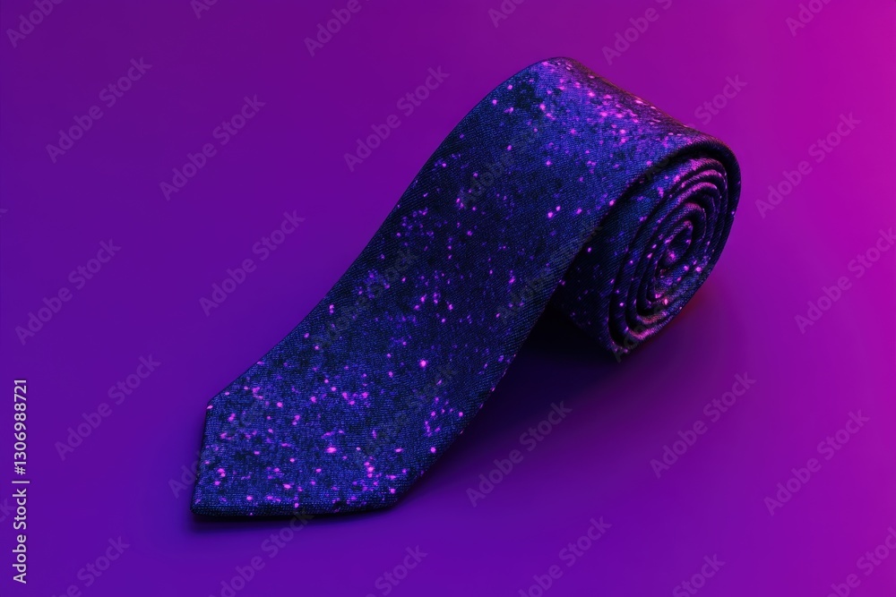 A fashionable rolled tie with a starry pattern on its surface A fashionable rolled tie with a starry pattern on its surface