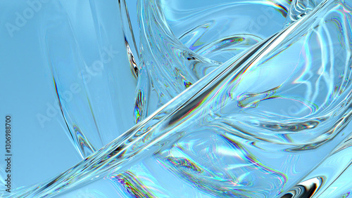 Blue crystal glass water-like delicate luxury design abstract background