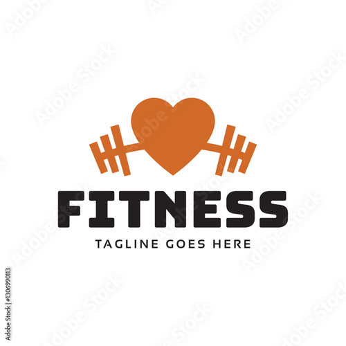 Gym fitness lovers logo design. Love fitness logo template.