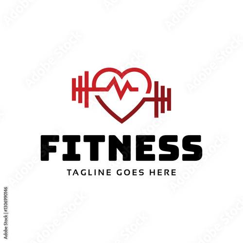 Gym fitness lovers logo design. Love fitness logo template.