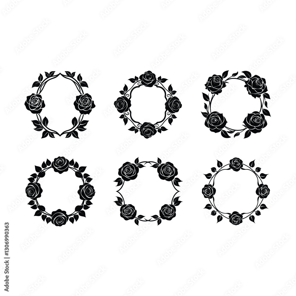 Fototapeta premium Elegant Rose Frame Vector | Floral Border Design Clipart