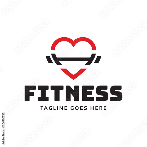 Gym fitness lovers logo design. Love fitness logo template.