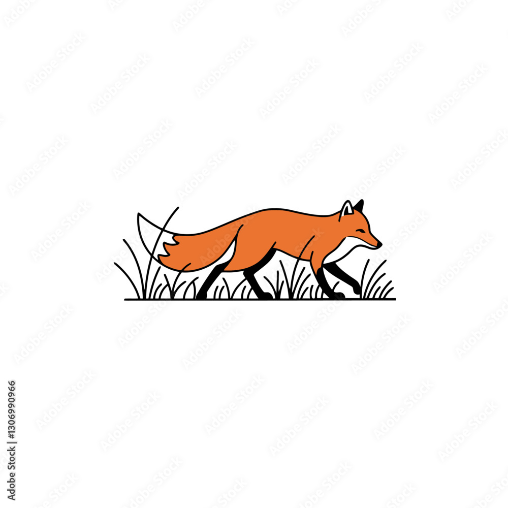 Obraz premium Fox Walking in Grass