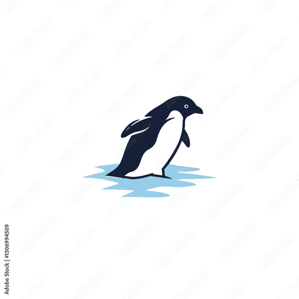 Fototapeta premium Penguin Walking on Ice
