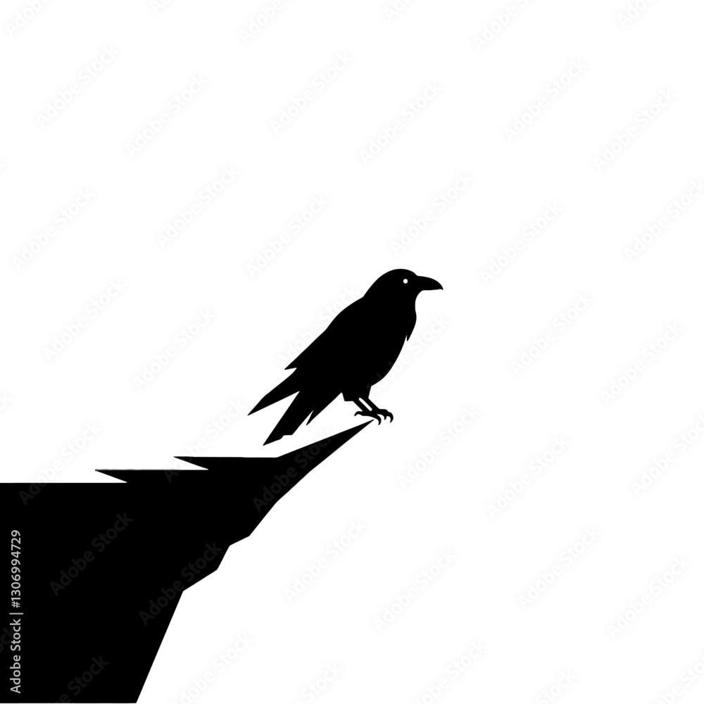 Fototapeta premium Raven on a Cliff Silhouette