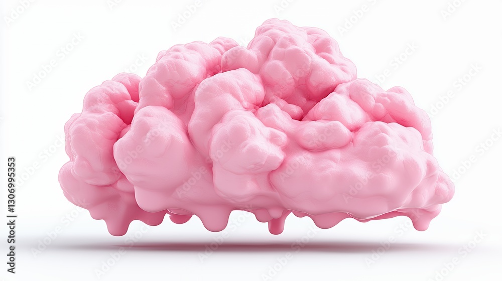 Pink Fluffy Cloud Abstract 3D Render on White Background Pink Fluffy Cloud Abstract 3D Render on White Background