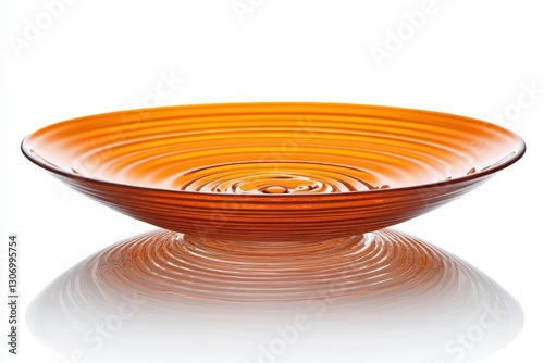Vibrant Orange Glass Plate with Rippling Surface for Decorative Use