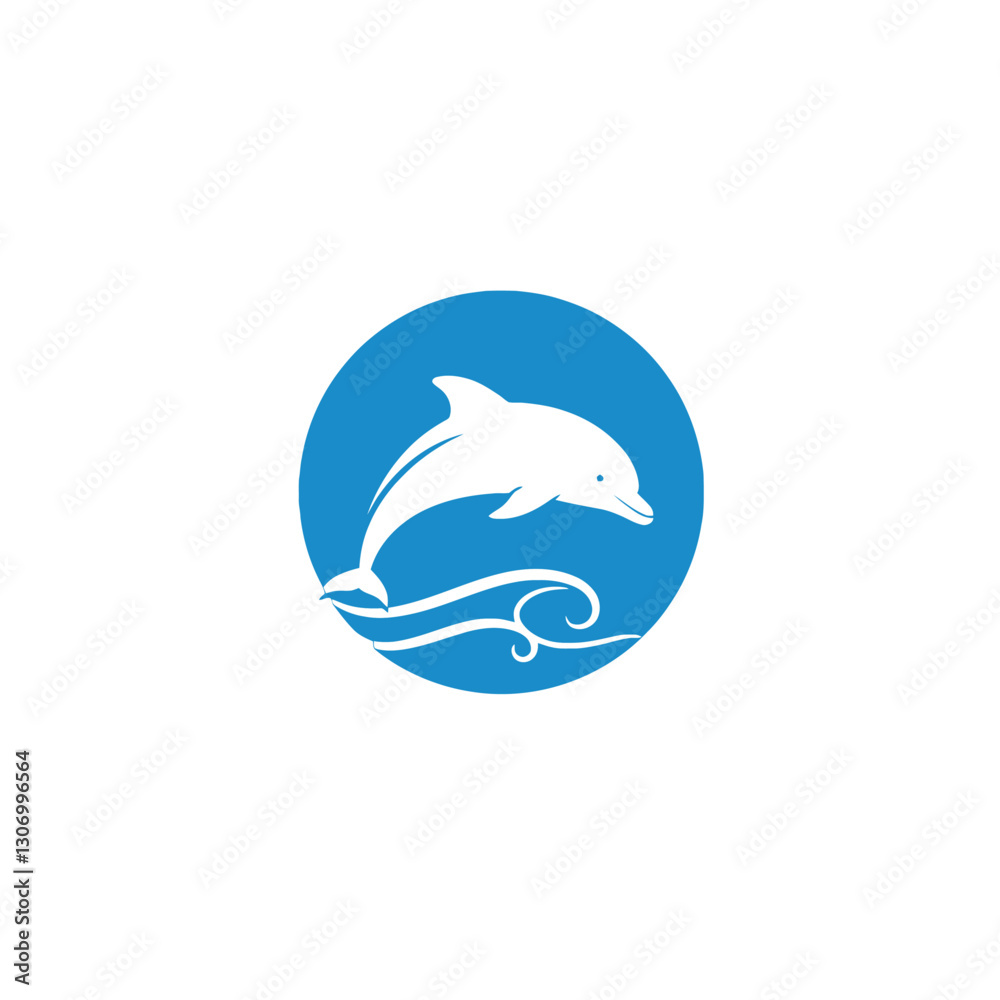 Dolphin in Ocean Circle Dolphin in Ocean Circle