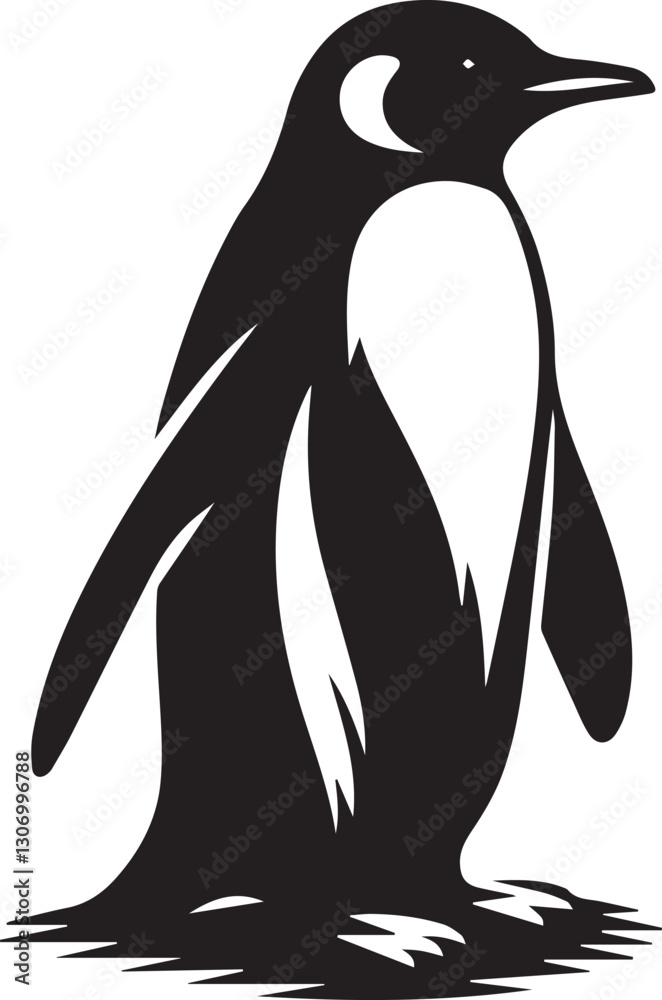 Fototapeta premium penguin vector illustration, penguin silhouette vector, penguin silhouette vector black and white full body