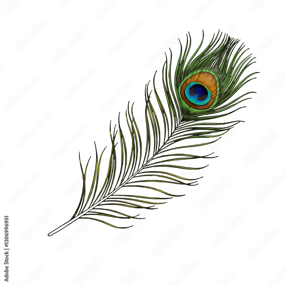 Obraz premium Peacock Feather Minimal Logo Design