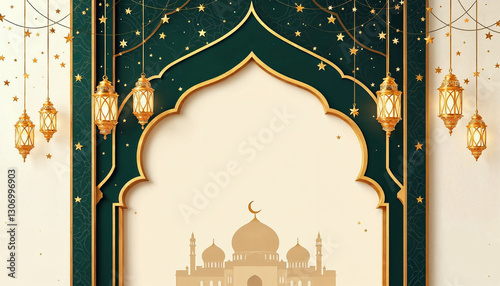 eid mubarak golden islamic background