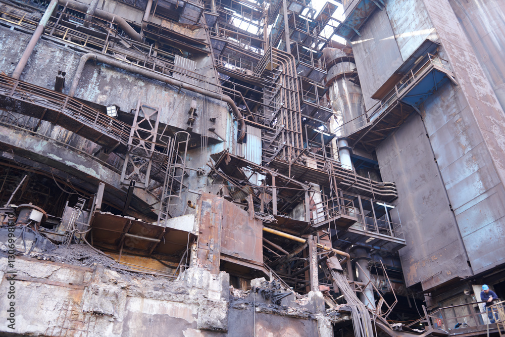 Old destroyed industrial factory, abandoned place. Old destroyed industrial factory, abandoned place.