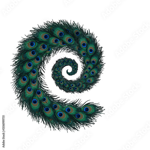 Peacock Feather Spiral Minimal Logo Design