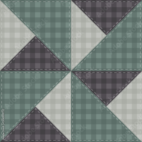 Creative patchwork background with different patterns- Vector. Turquoise, blue and gray colors
