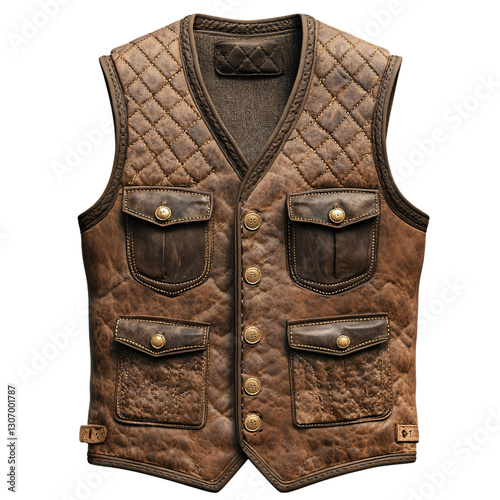 Stylish brown quilted vest showcase fashion industry product photography studio flat lay modern design