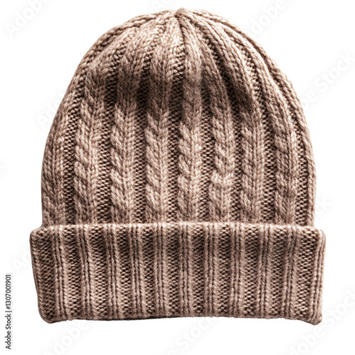 Cozy knitted beanie hat fashion store product showcase urban environment close-up view winter fashion trends