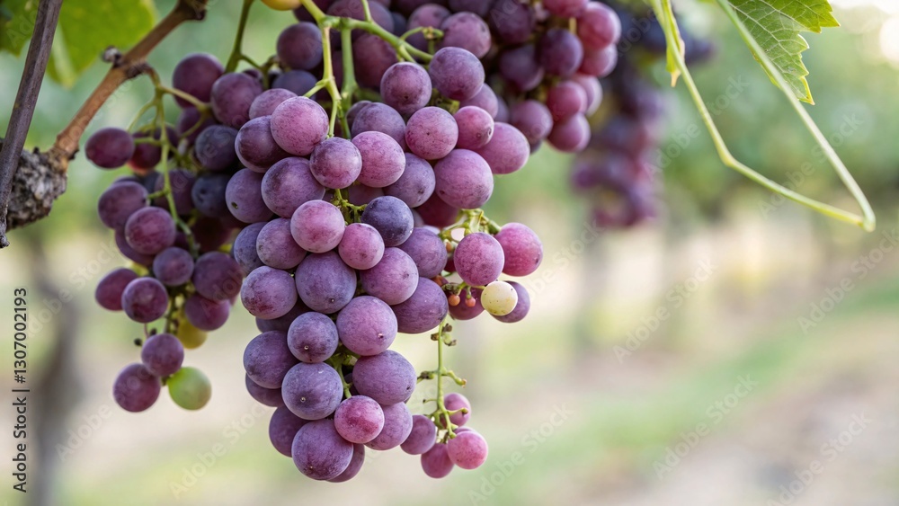 Ripe Purple Grapes on Vine in Vineyard Ripe Purple Grapes on Vine in Vineyard