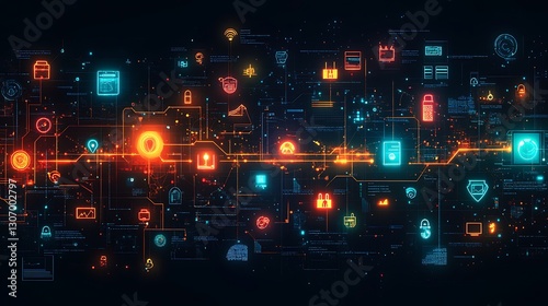 Digital timeline of evolving security icons illustrating the latest cybersecurity trends