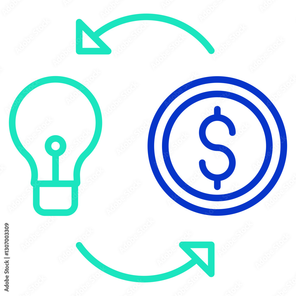 Idea Investment outline dual color icon Idea Investment outline dual color icon