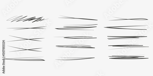 PrintScribble with a black marker. Set of nine doodle style various scribbles. Black hand drawn design elements on white background. Vector illustration	