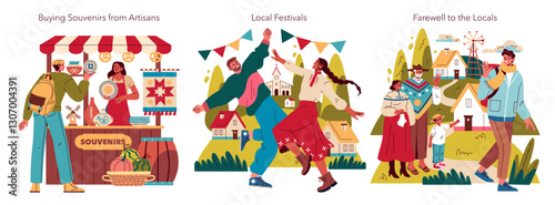 Slow Travel. Flat Vector Illustration