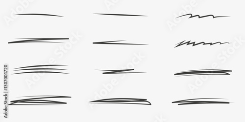 PrintScribble with a black marker. Set of nine doodle style various scribbles. Black hand drawn design elements on white background. Vector illustration	