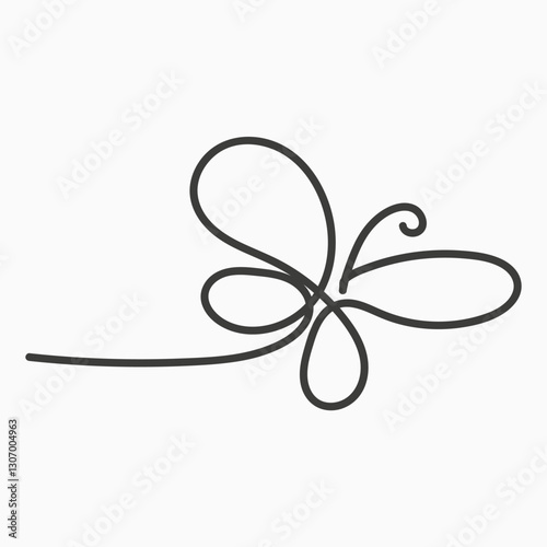 Butterfly in One continuous line drawing. Beautiful flying moth for wellbeing beauty or spa salon logo and divider concept in simple linear style. Editable stroke. Doodle vector illustration
