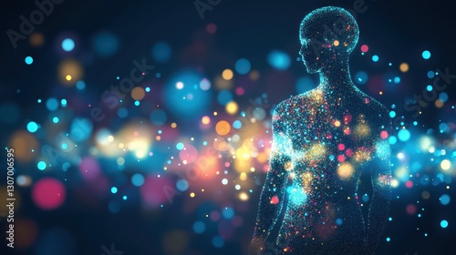 Abstract Representation of Human Silhouette with Colorful Lights