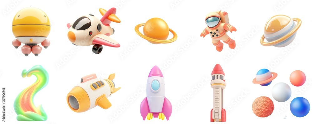 Fototapeta premium Rocket Spaceships Planets Astronauts for Space Exploration
