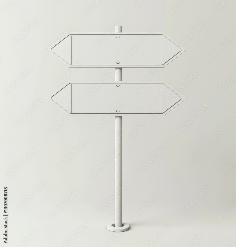 Obraz premium Two White Arrow Signs on a Pole Against a Plain Background