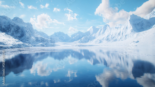 Tranquil mountain reflections majestic glacier lake nature photography serene landscape panoramic view peaceful environment