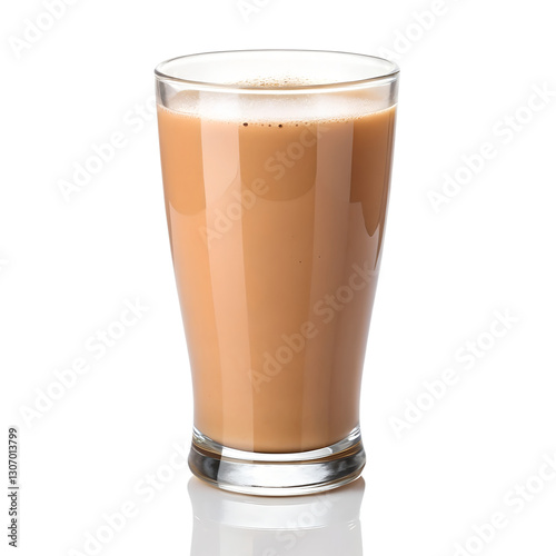 Delicious Latte Tea in a Glass, Ready to Drink, Isolated on Transparent Background