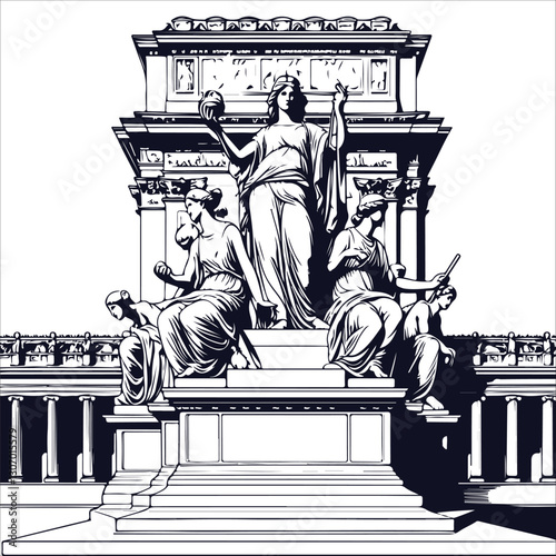 greek statue artwork hand drawn illustration