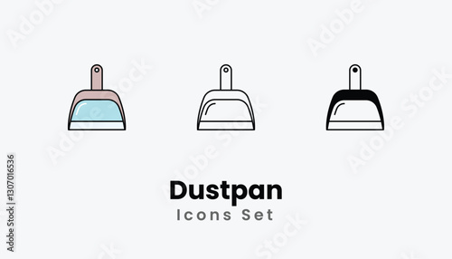 Dustpan Icons thin line and glyph vector icon stock illustration