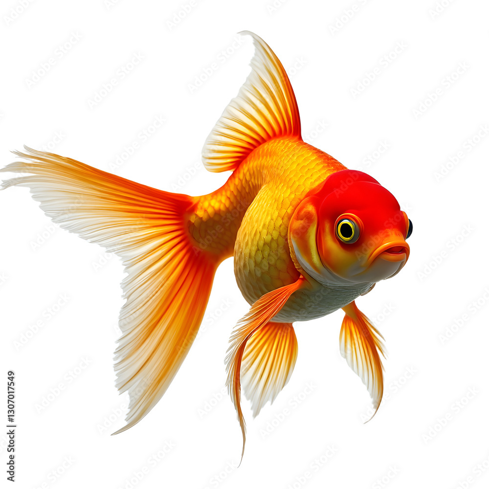 Obraz premium A vibrant goldfish swimming.