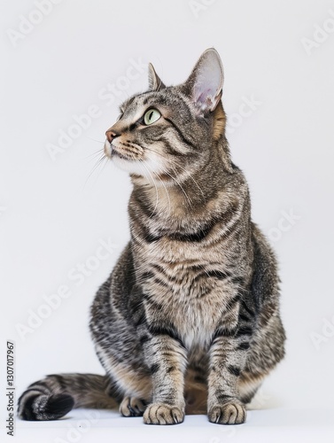 A cat lounging in a sphinx pose with soft lighting