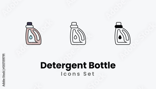 Detergent Bottle Icons thin line and glyph vector icon stock illustration