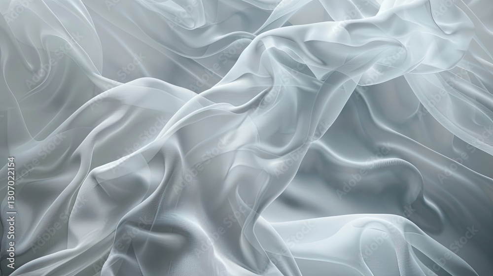 Obraz premium Abstract ethereal white fabric waves flowing delicately in gentle light